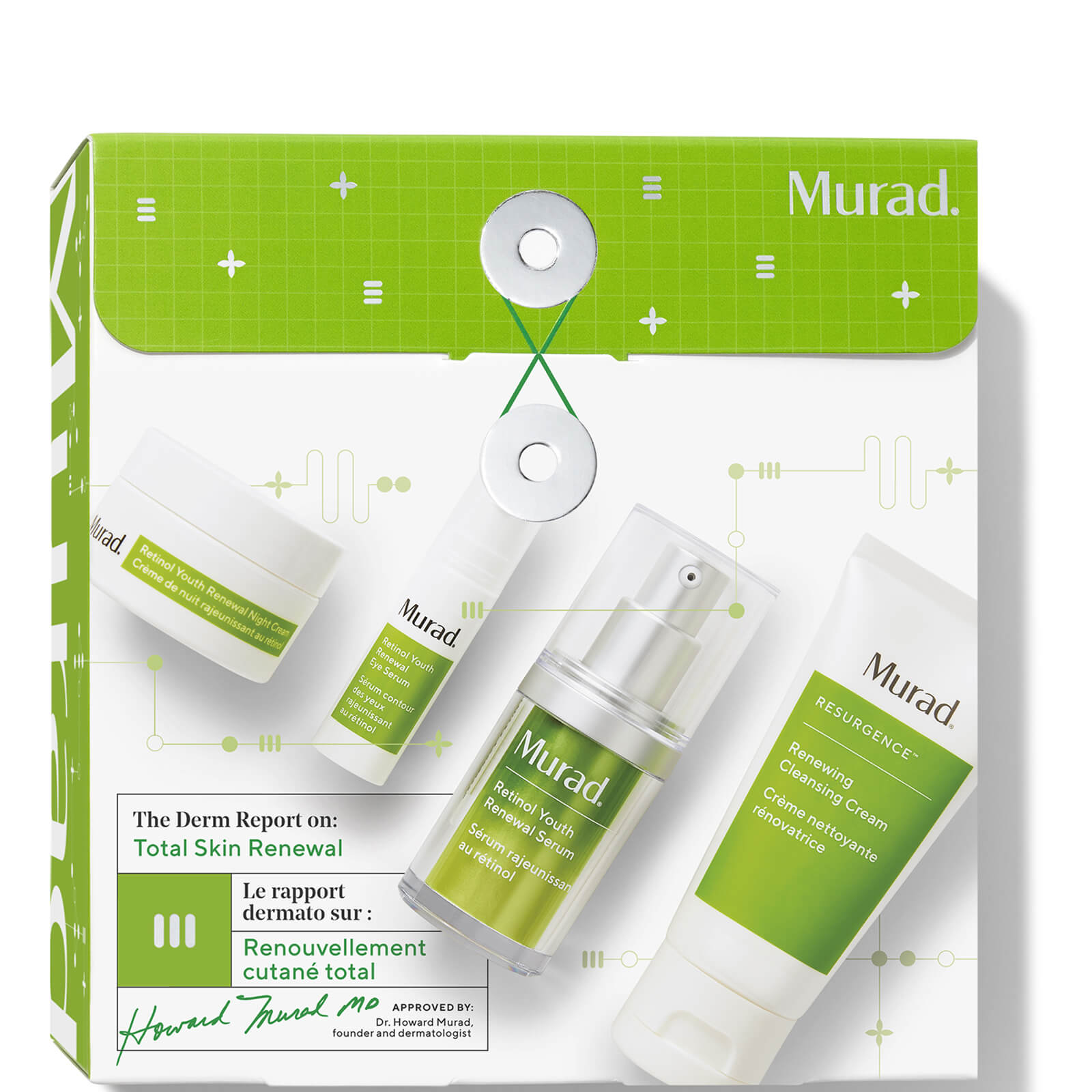 Murad The Derm Report Total Skin Renewal Geschenkset 60ml Cleansing Cream + 15ml Serum + 5ml Eye Serum + 15ml Night Cream