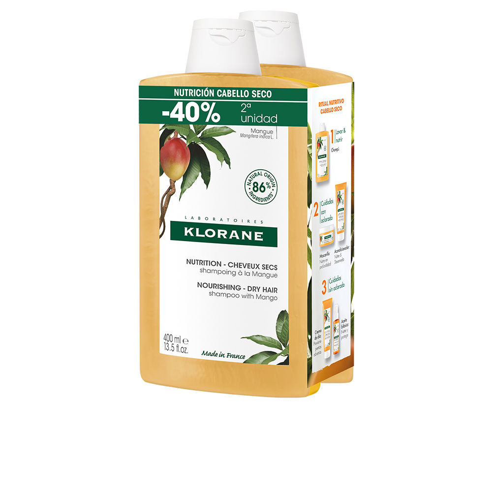 Klorane AL MANGO nourishing shampoo for dry hair duo 2 x 400 ml
