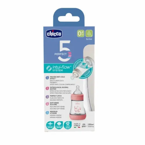 Chicco Perfect Baby Bottle 0M+ Silicone Pink 150ml