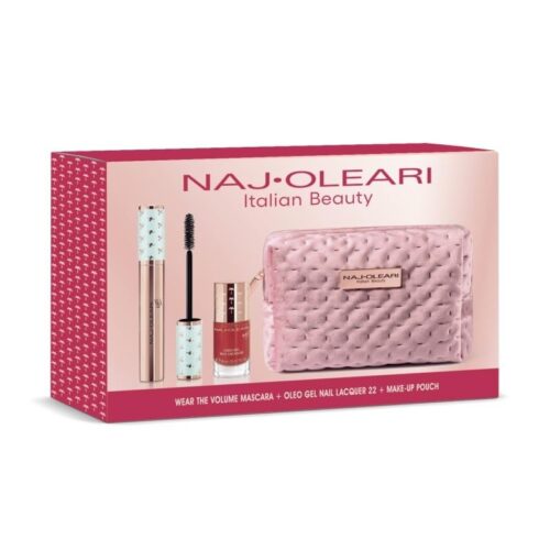 Naj Oleari Geschenkset 14ml Wear The Volume Mascara + 8ml Oleo Gel Nagellak 22 Red + Tasje