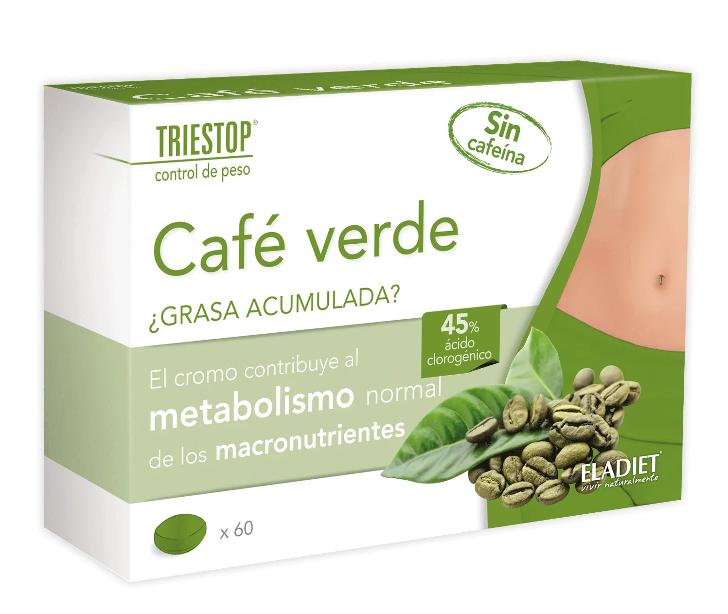Eladiet Triestop Cafe Verde Sin Cafeina 60 Comp