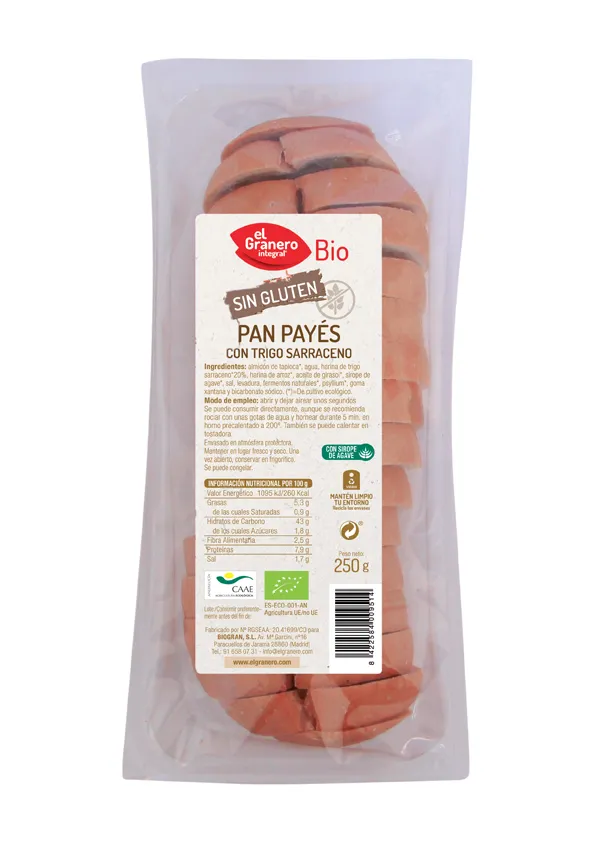 Granero Pan Payes Con Trigo Sarraceno S-Gluten Bio 250 Gra