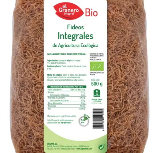Granero Fideos Finos Int Bio 500g