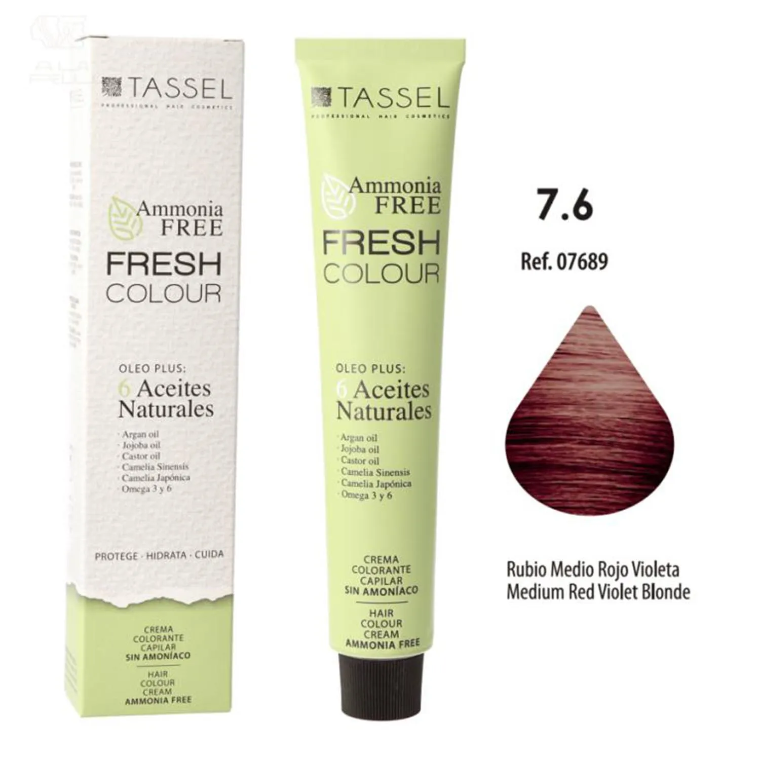 Eurostil Fresh Colour Crema Decolorante 7,6 Rubio Medio Rojo Violeta Sin Amoniaco 1un