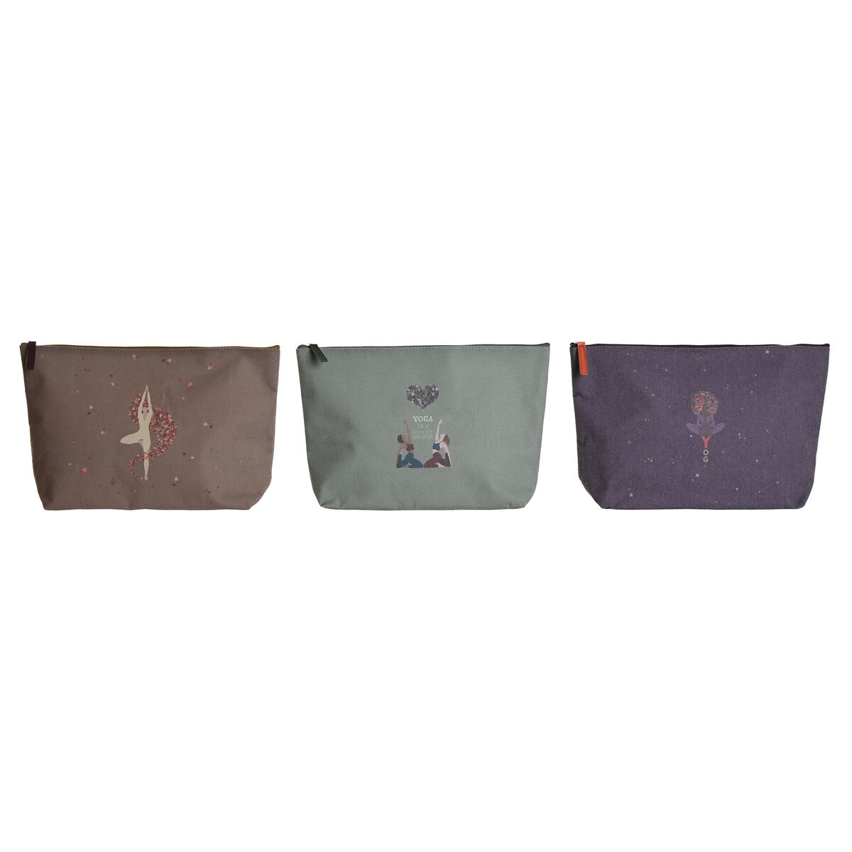 Toilettas DKD Home Decor Bruin Groen Bordeaux Canvas Yoga 33 x 8 x 20 cm (3 Stuks)