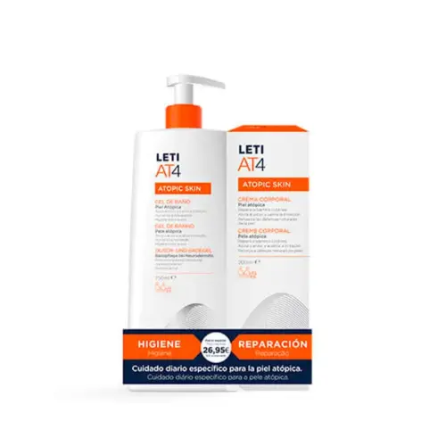 Leti AT4 Pack Atopic Skin Bath Gel Dermograso 750ml + Moisturising Cream 200ml