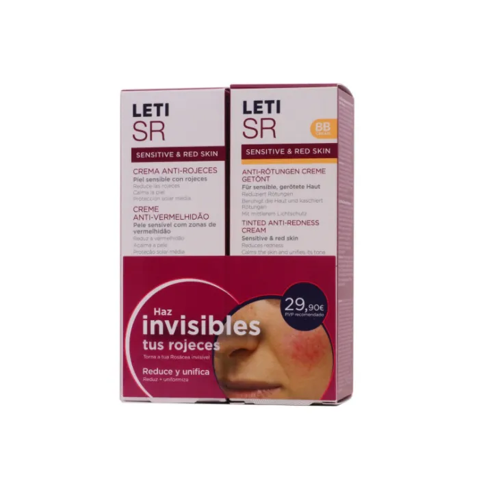 Leti Sr Anti Redness Cream SPF20 40ml+BB Cream Anti Redness Cream With Colour SPF20 40ml Set 2 Pieces