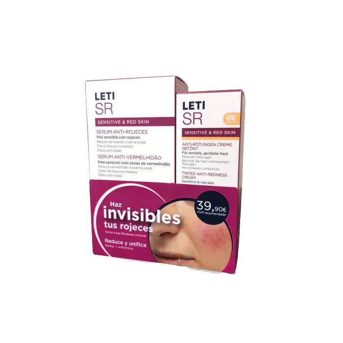 Leti Sr Anti Redness Serum 30ml+Leti Sr BB Cream With Colour Spf20 40ml Set 2 Pieces