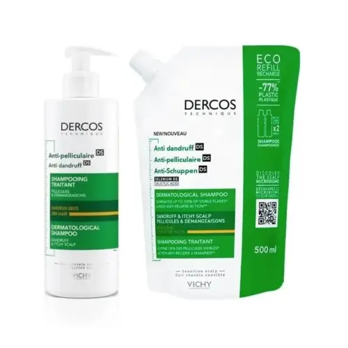 Vichy Dercos Anti-Dandruff Shampoo For Dry Hair 390ml Set of 2 Pieces