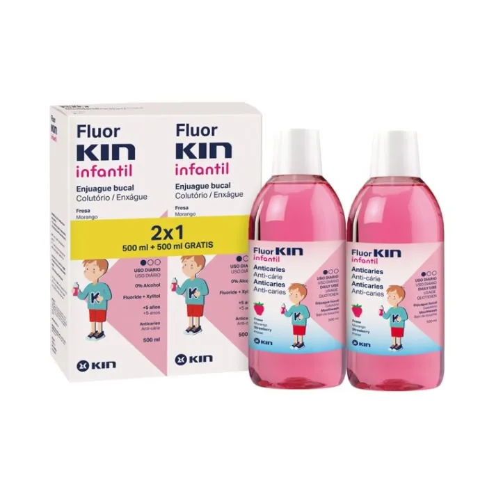 Kin Fluorkin Strawberry Children's Mouthwash 2x500ml