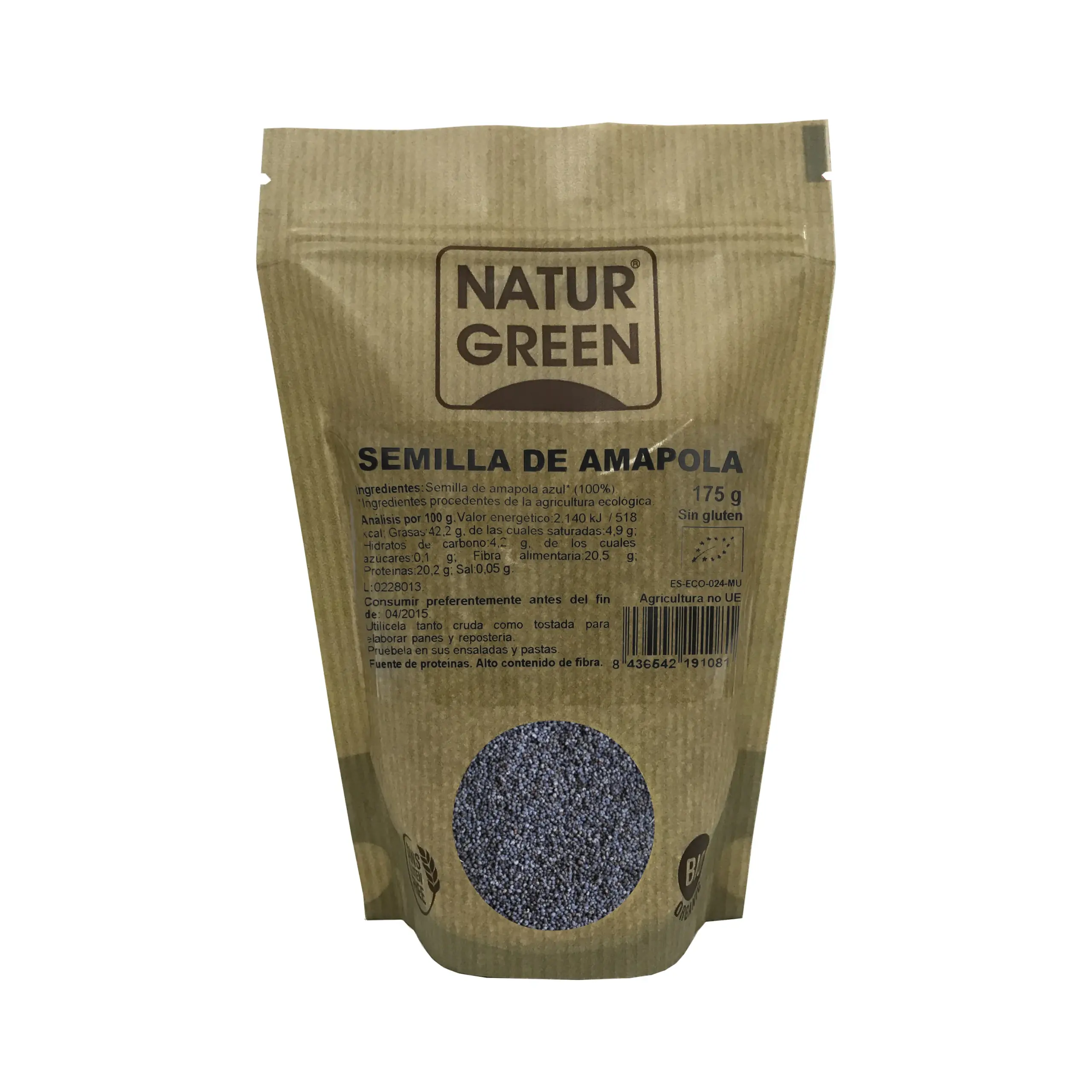 Naturgreen Biologische Papaverzaden Blauw | Unisex 175g | Rijk aan Omega-3 en Vezels