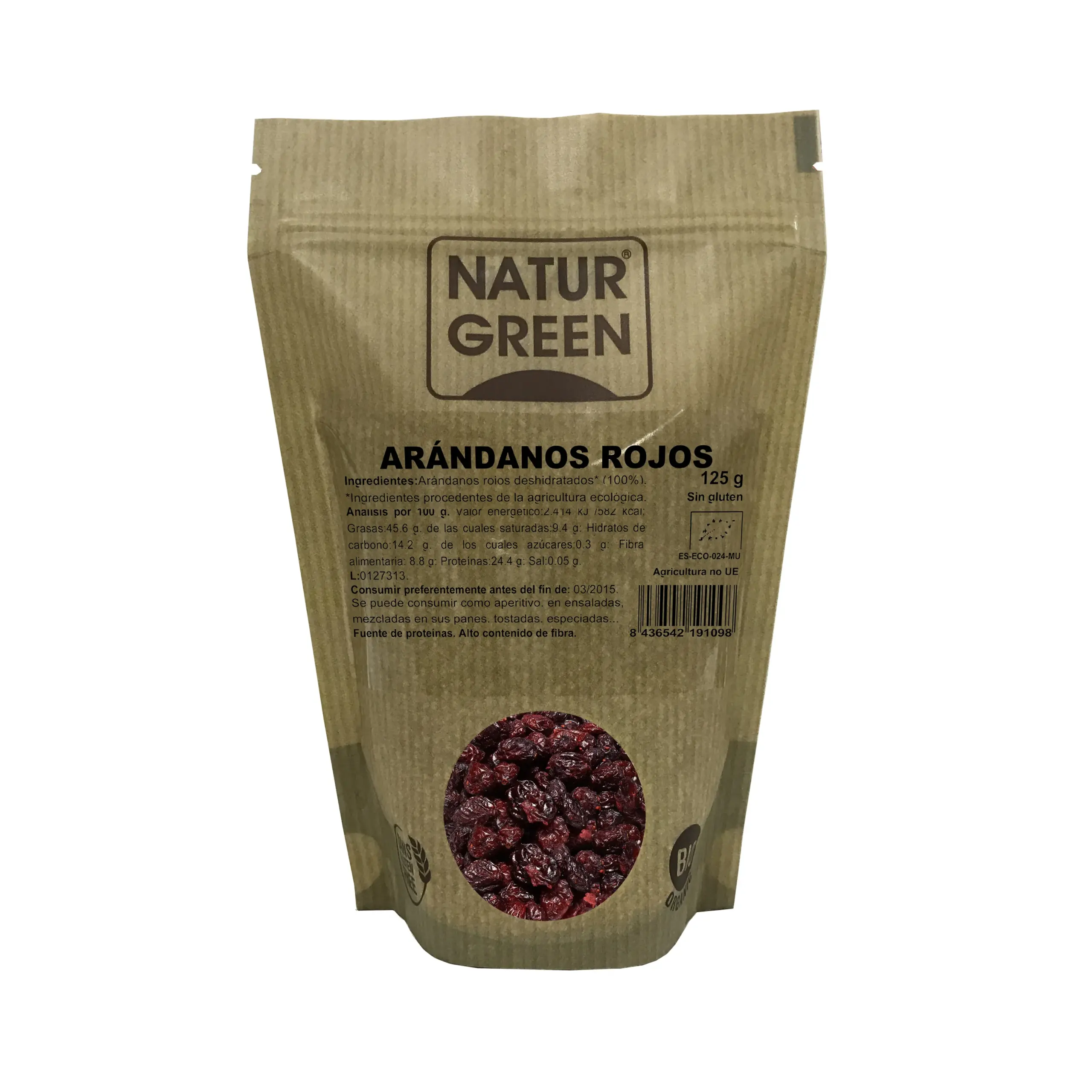 Naturgreen Arandanos Rojos Deshidratados Bio 125g