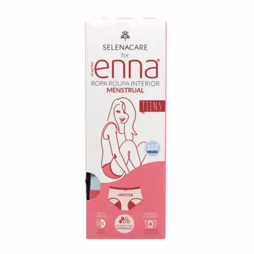 Enna Teens Menstrual Hipster Brief Size 152 Black Moderate Flow