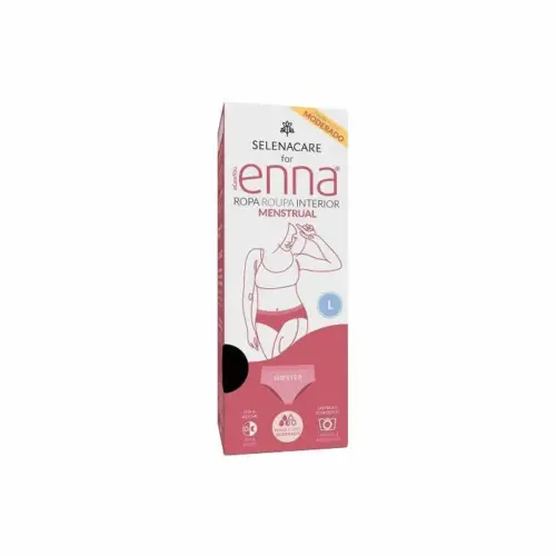 Enna Menstrual Brief Hipster Black Moderate Flow Size L Day & Night