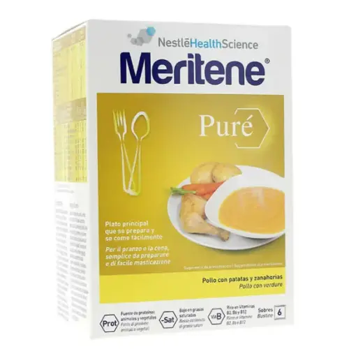 Meritene Puré Pollo Con Patatas Y Zanahorias 6 Sobres