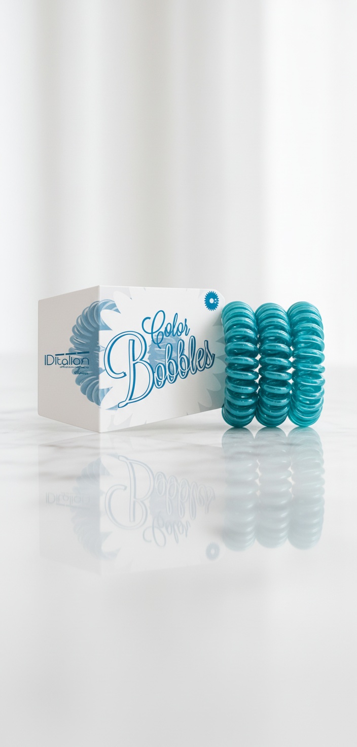 Id Italian COLOR BOBBLES hair tie #turquoise 3 u - Afbeelding 2