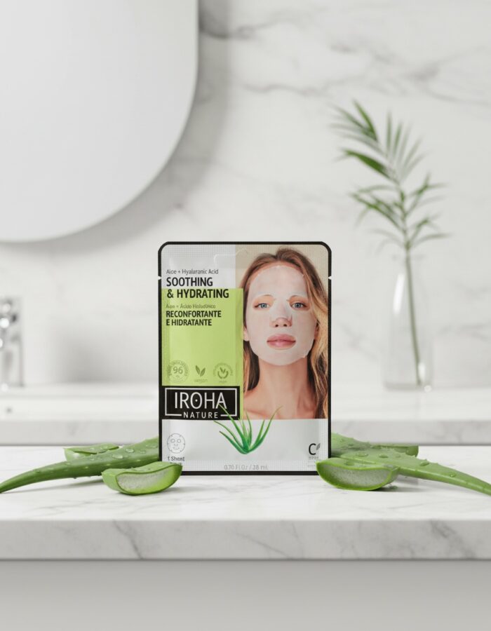Iroha TISSUE MASK moisturizing aloe + green tea + ginseng + HA 1 u - Afbeelding 2