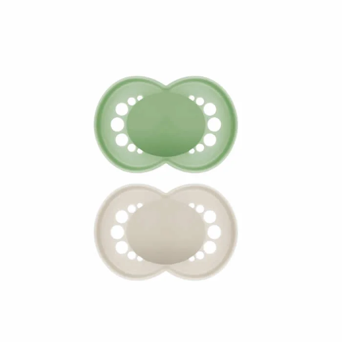Mam Original Silicone Pacifier +6 Months Green/Beige 2 Units
