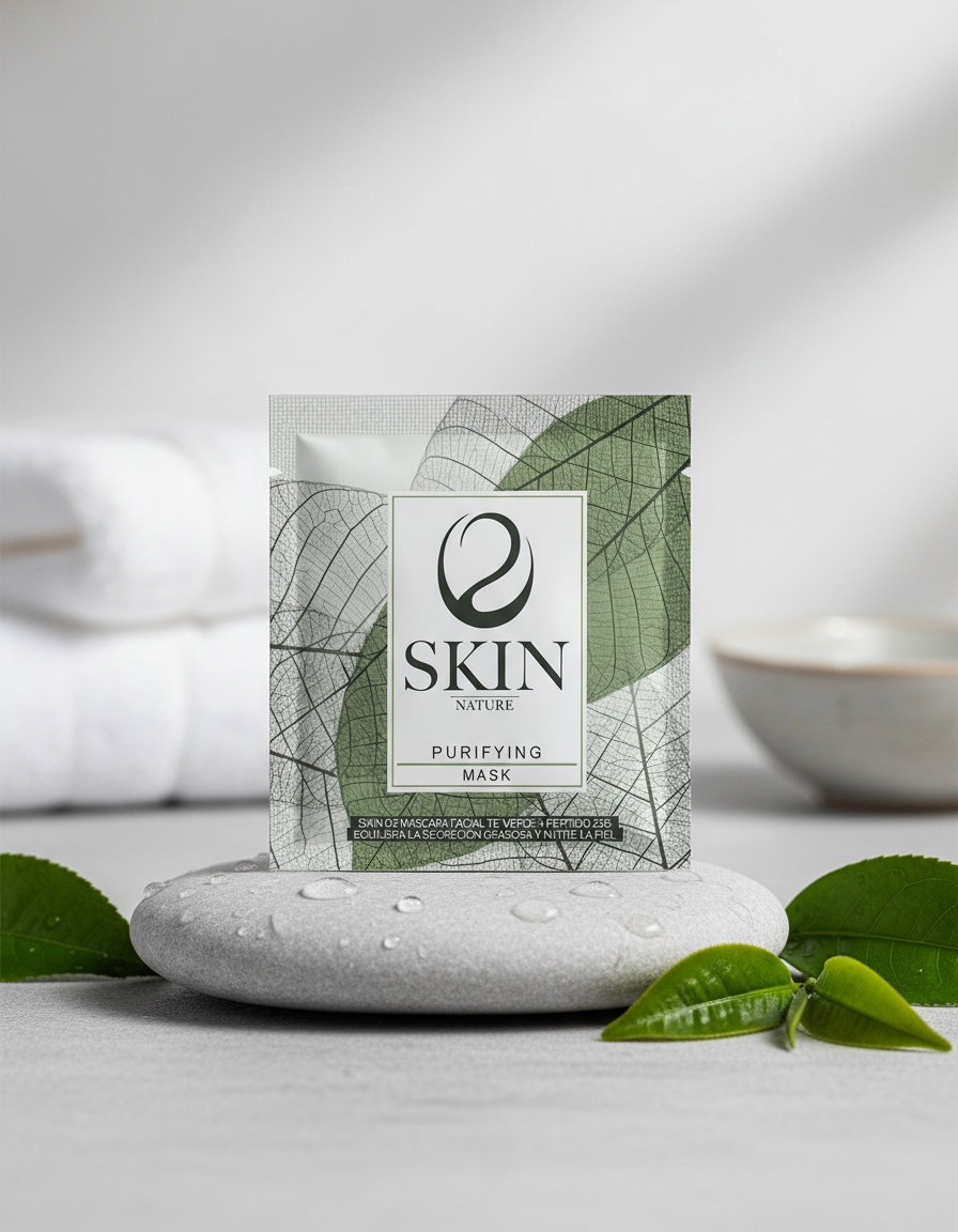 SKIN O2 green tea + peptide facial mask 22 gr - Afbeelding 2