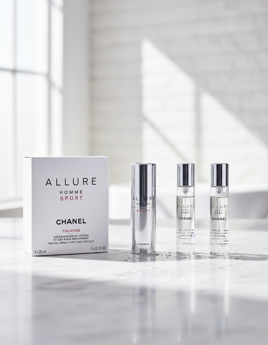 Chanel ALLURE HOMME SPORT COLOGNE travel spray and two refills 3 x 20 ml - Afbeelding 2