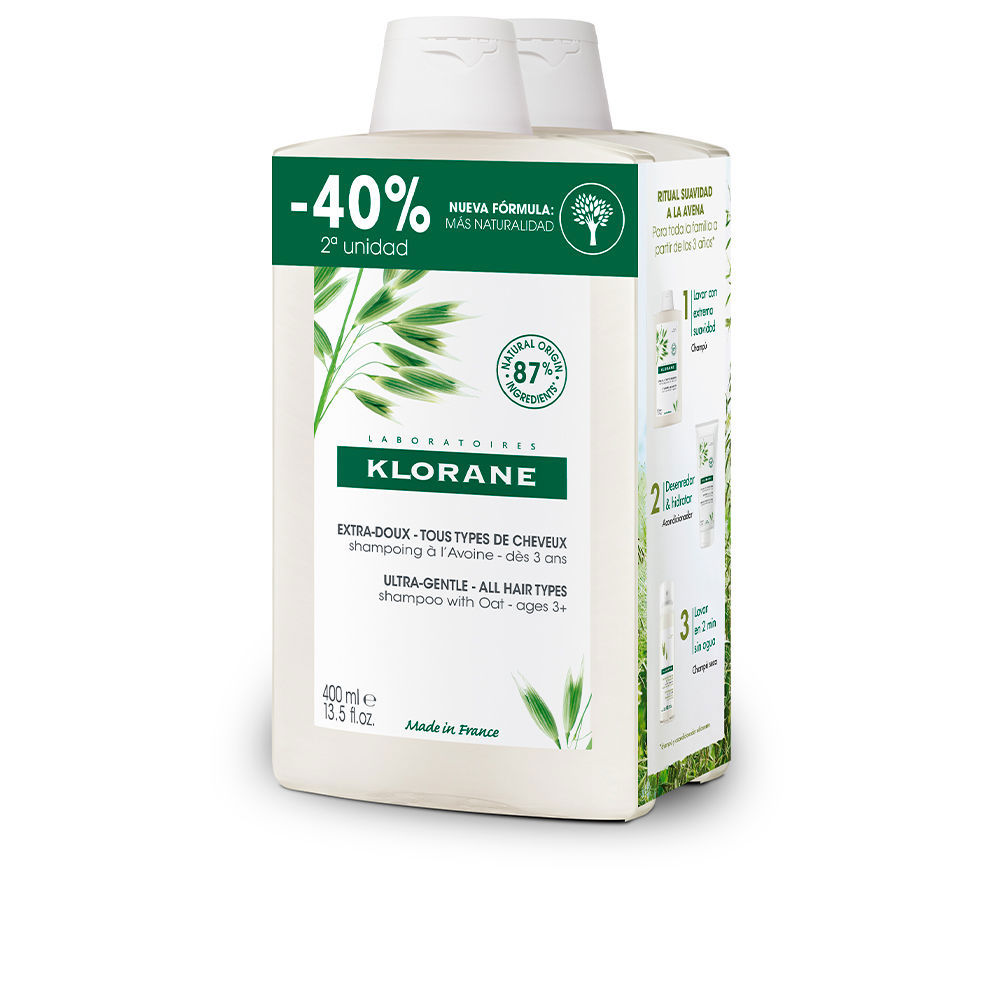 Klorane A LA LECHE DE AVENA champú extrasuave duo 2 x 400 ml