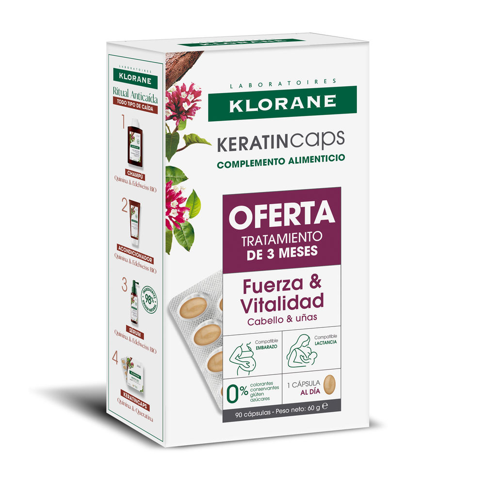 Klorane KERATINCAPS capsules to strengthen and revitalize hair pack 3 x 30 units