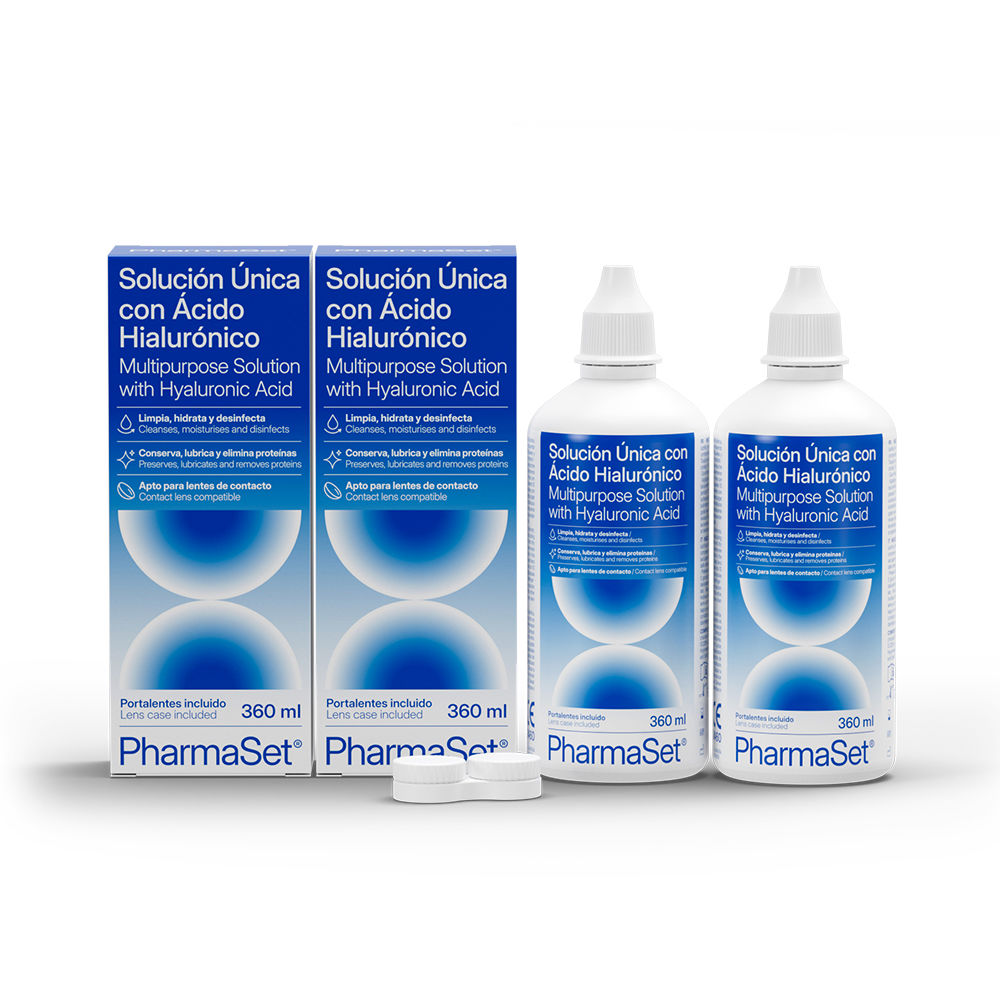 PHARMASET unique solution with hyaluronic acid for soft contact lenses 2 x 360 ml