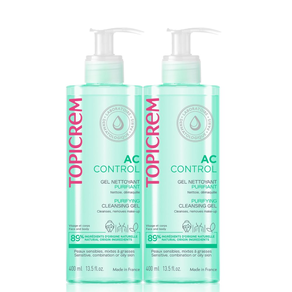 Topicrem AC purifying cleansing gel pack 2 x 400 ml