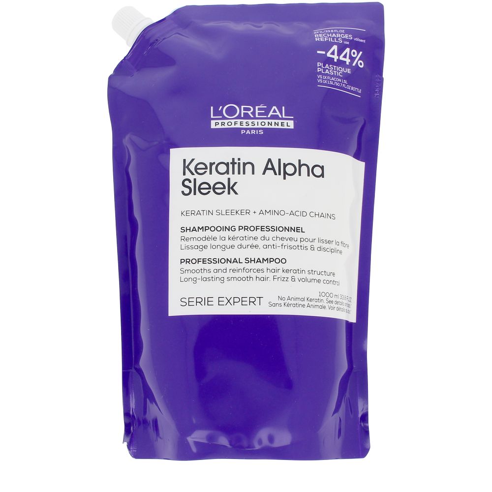L'Oréal Professionnel Keratin Alpha Sleek Shampoo | Unisex 1L | Anti-Pluis Keratine