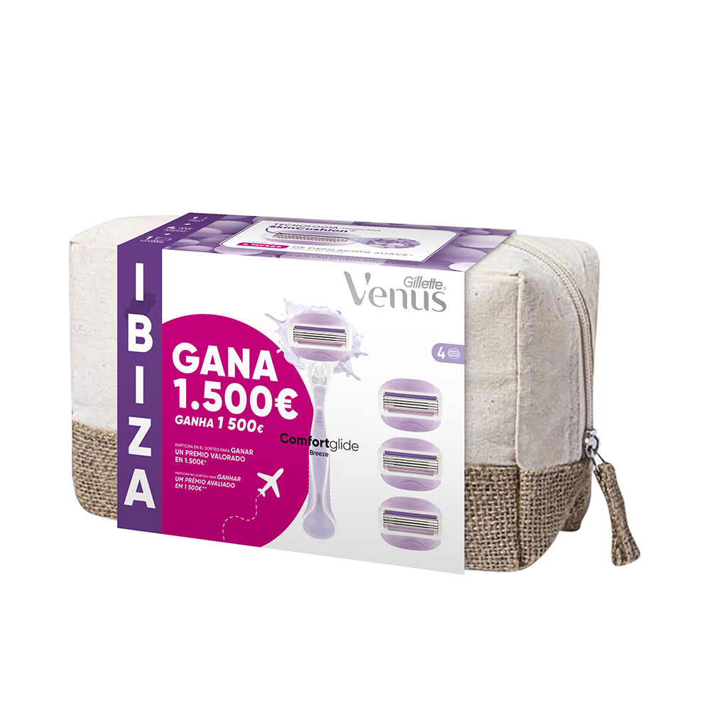 GILLETTE VENUS BREEZE IBIZA TOILETRY BAG razor + 4 refills