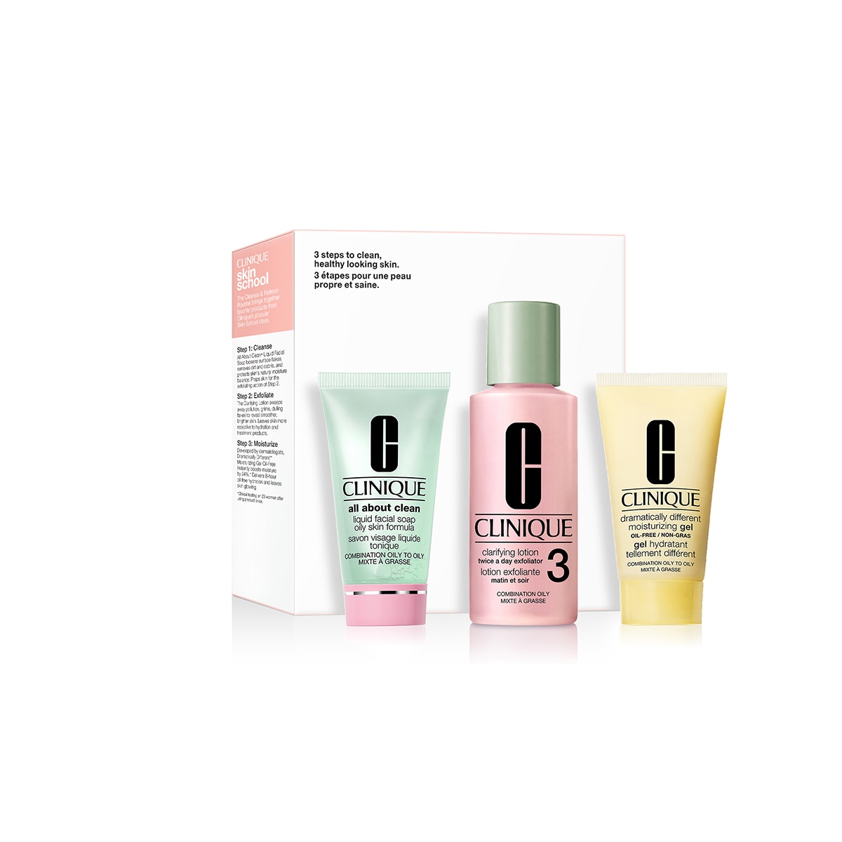 Clinique 3 STEP SYSTEM FOR COMBINATION-OILY SKIN CASE 3 pcs